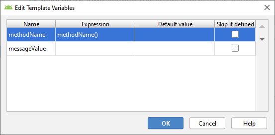 Live Templates variable