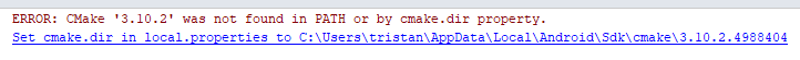 NDK CMAKE Path error