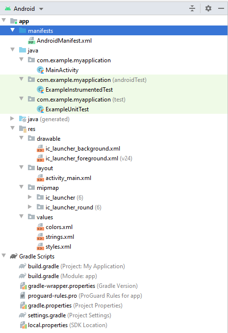 Android Studio main screen