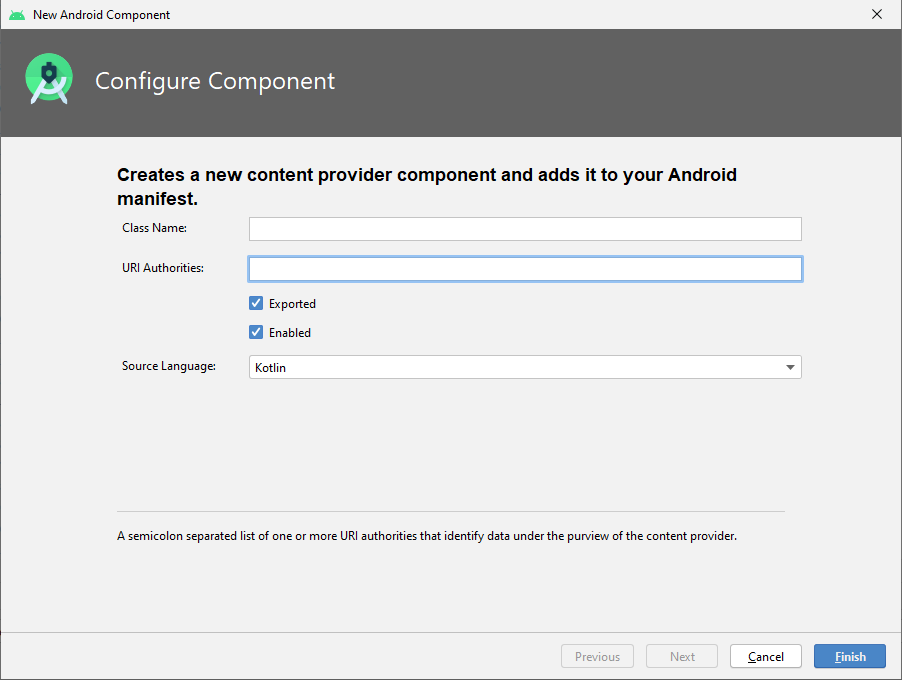 Content provider parameters